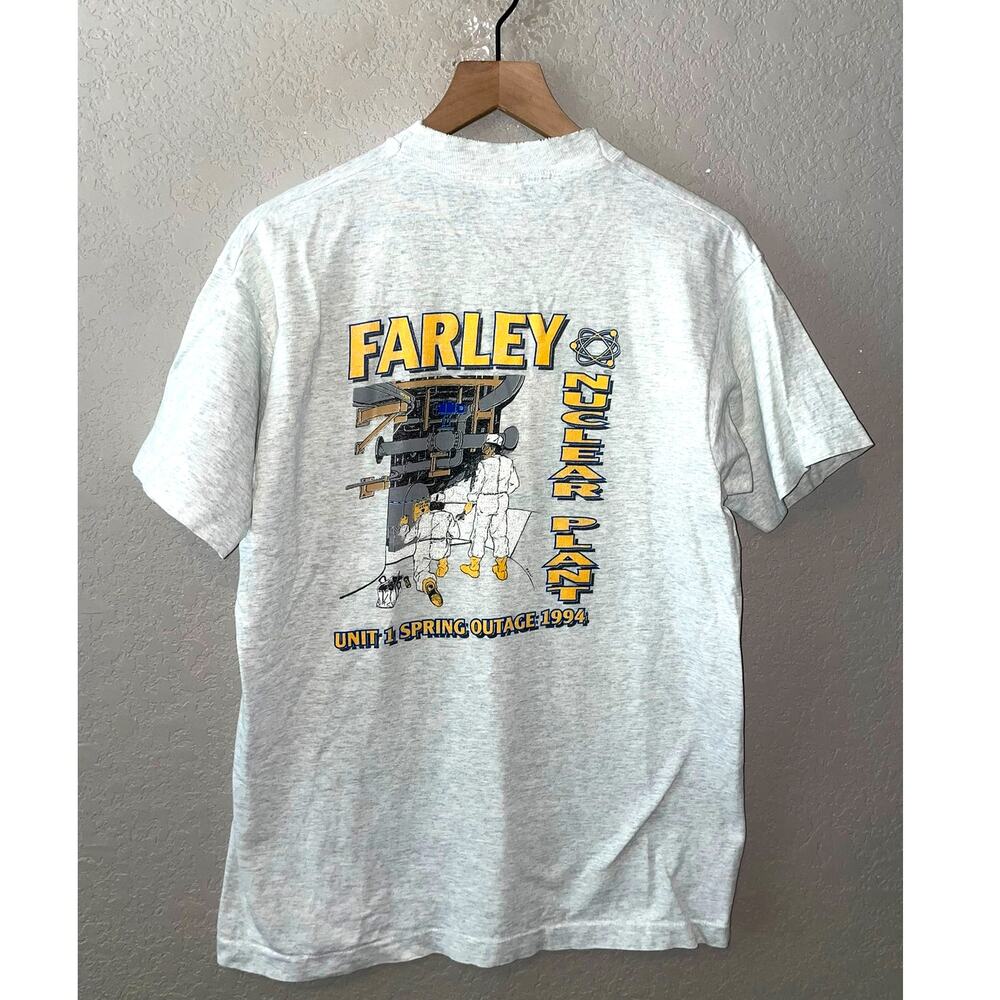 Vintage Farley Nuclear Power Plant Shirt Unit 1 Gray L Large Tee 90s VTG Rare